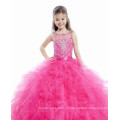 Алибаба красный розовый оранжевый красный вышитый бисером ярусный оборками на заказ бальное платье девушки pageant платья младший LFG03